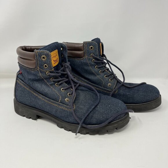 Levi Strauss Denim/Leather/Suede Lace Boots Shoes Men's Size 13 Blue/Black/Brown - Picture 7 of 15